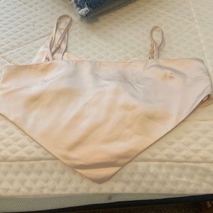 Light pink satin crop top with and open tie back